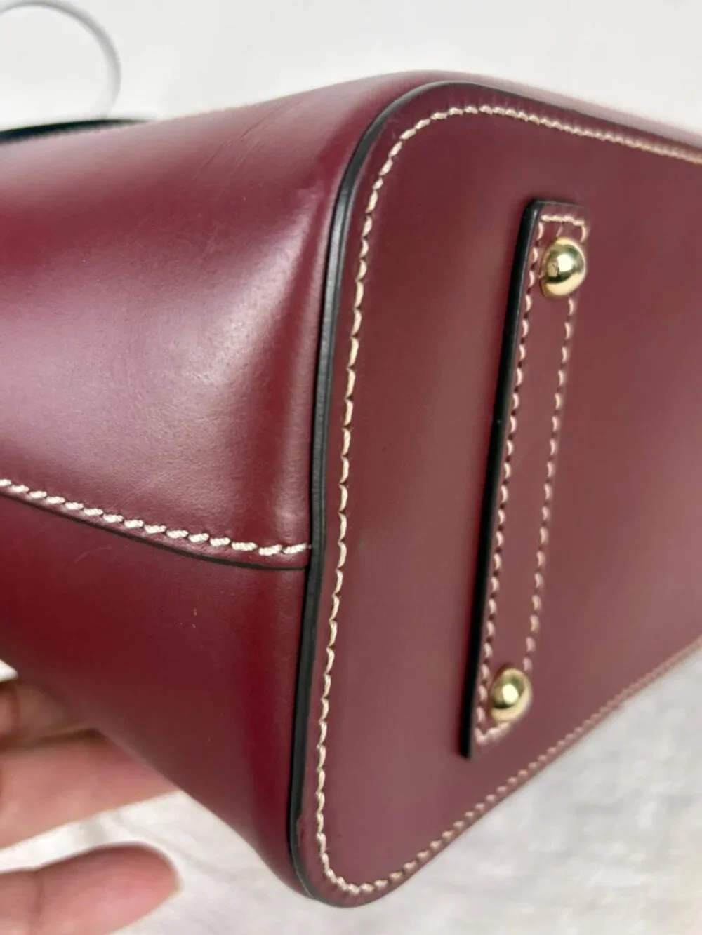 Dooney & Bourke Beacon Collection Slip Tote in Matte Bordeaux Vacchetta Leather